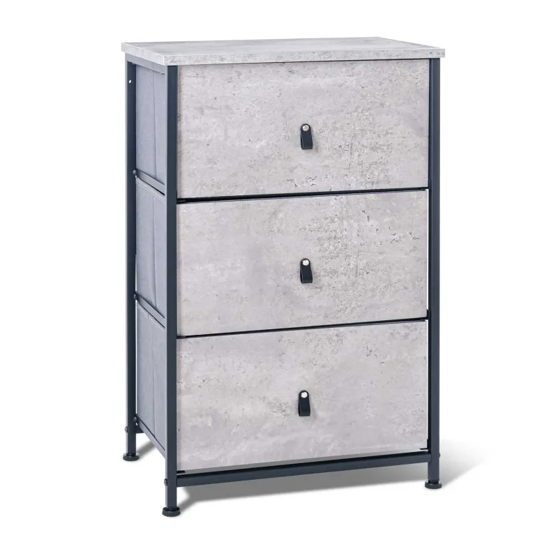 Fedra - Cajonera 3 cajones de tela, frontal y encimera superior de madera melamínica laminada