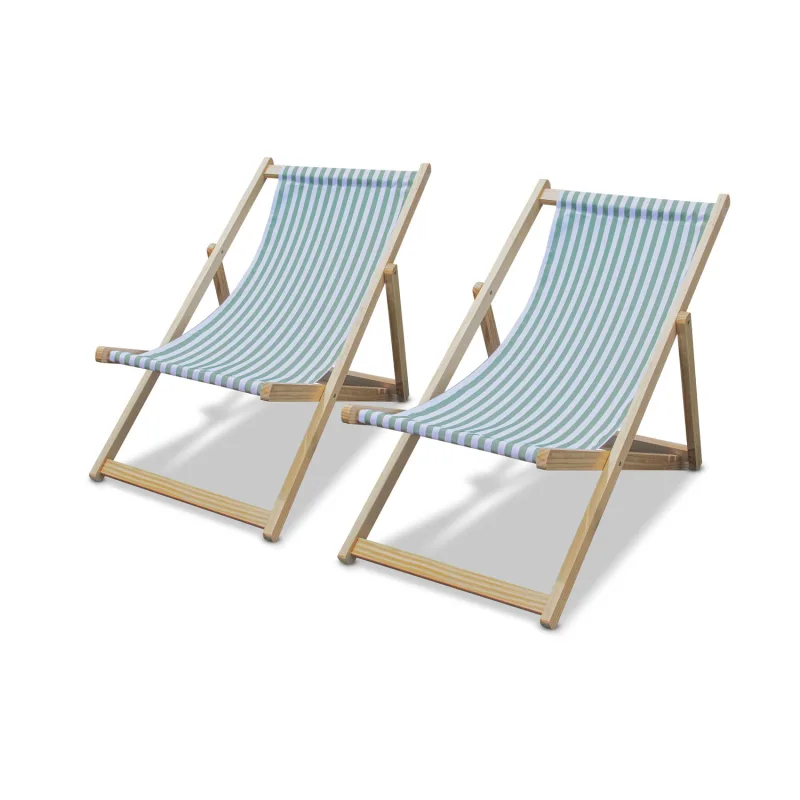 Tamigi - Conjunto de 2 tumbonas de madera maciza de cedro y textilene
