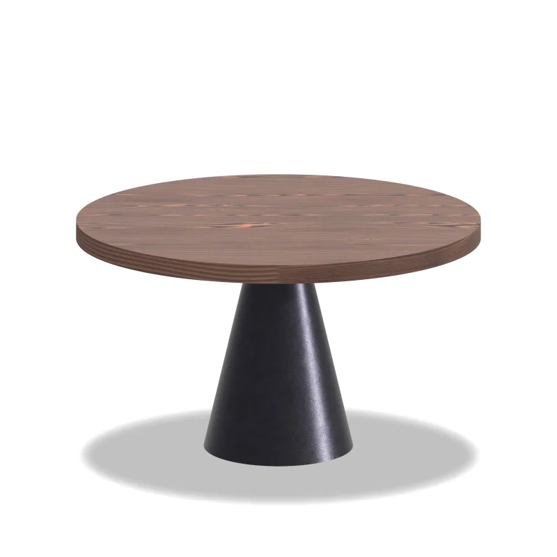 Artù Black - Mesa de comedor redonda Ø 120 cm en madera laminada con base de cono de metal
