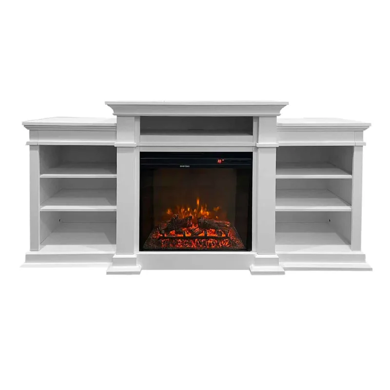 Biden - Chimenea eléctrica de suelo en madera 179x48xH85 cm, efecto llama