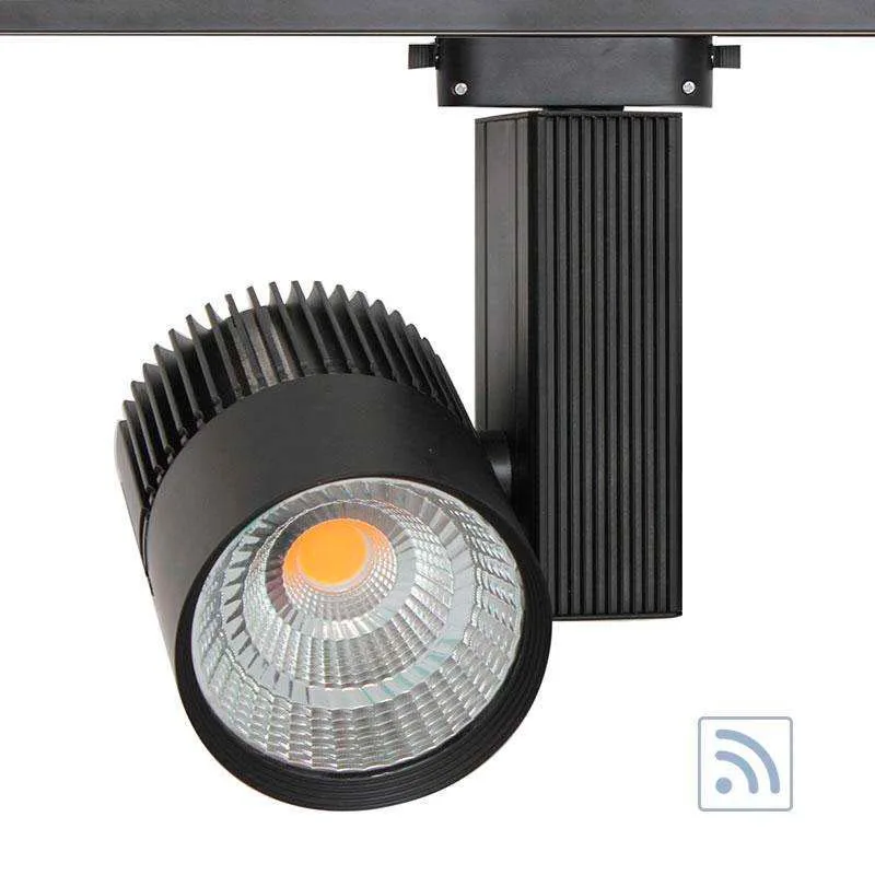 Foco carril monofásico cronolux chip cree led negro 30w rf regulable blanco neutro