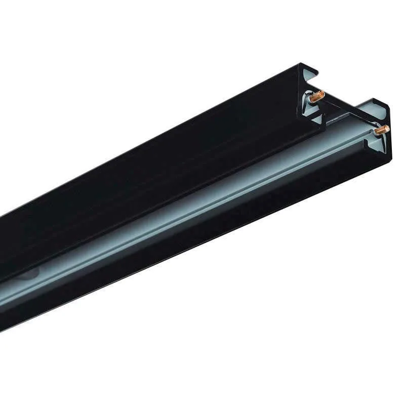 Carril monofásico con conector 2 metros negro cuadrado