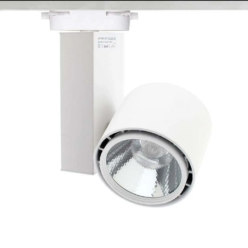 Foco carril monofásico domo chip cree led blanco 20w blanco cálido