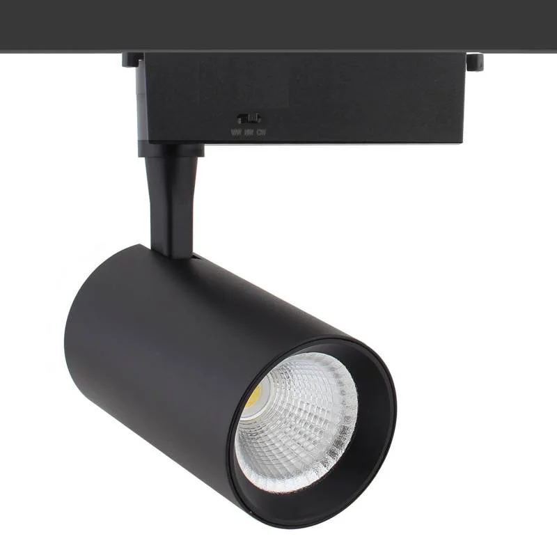 Foco carril monofásico ios bridgelux 30w negro 48º cct 3000-4000-6000k