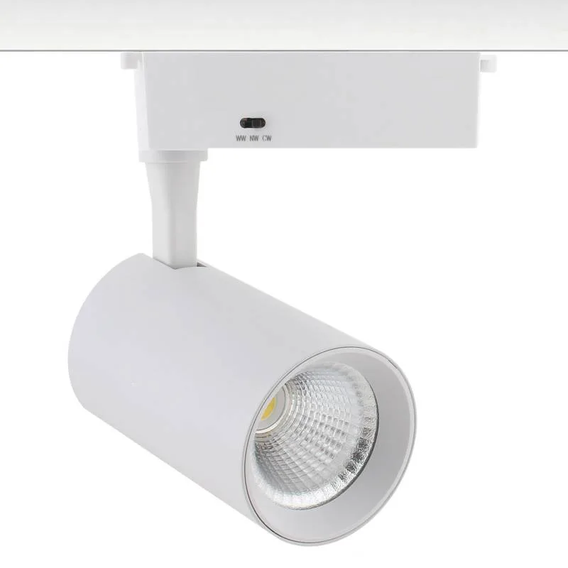 Foco carril monofásico ios bridgelux 30w blanco 48º cct 3000-4000-6000k