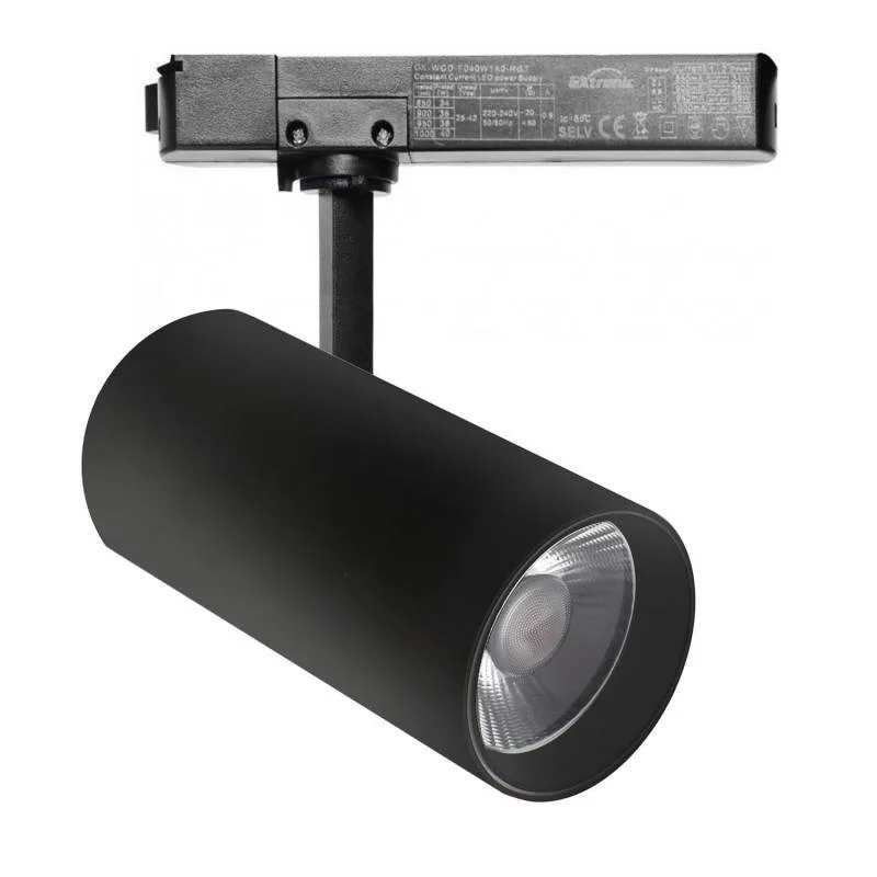 Foco carril monofásico samos 40w-34w negro 24º-60º ugr13 cct 3000-4000-6000k