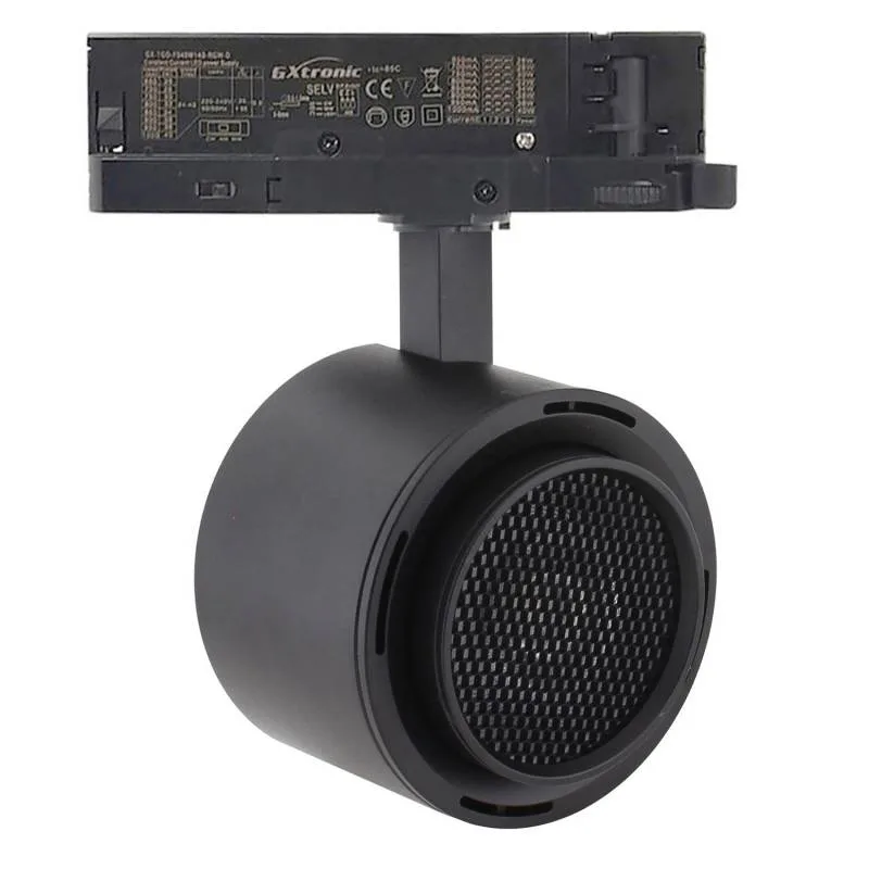 Foco carril trifásico roma 40w-26w negro regulable 24º-60º ugr13 cct 3000-4000-6000k