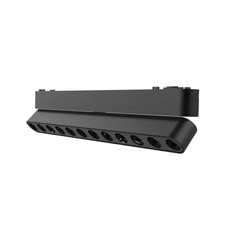 Foco carril snow slim 252mm basculante 48v 12w 24º negro blanco cálido