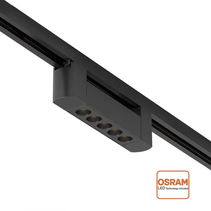 Foco carril lineal chipled osram 220 10w negro blanco cálido 2700k
