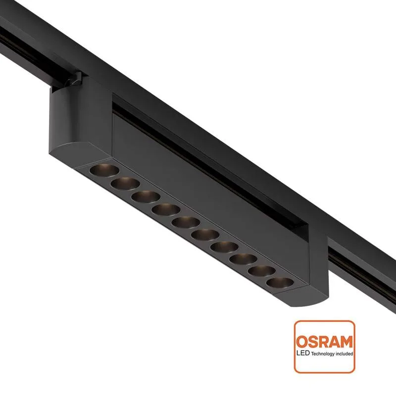 Foco carril lineal chipled osram 335 20w negro blanco cálido 2700k