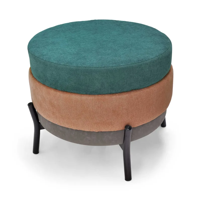 HAMBURG - Puf redondo de 3 estados PU/terciopelo/tela