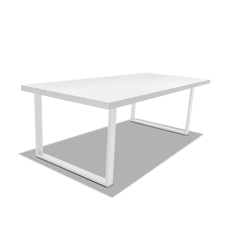 Mesa de comedor de madera y metal - patas blancas cuadradas - 160x90 cm
