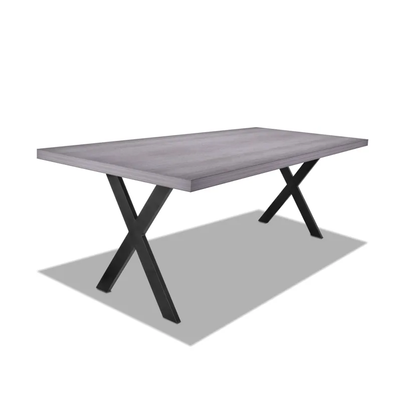 Mesa de comedor de madera y metal - patas negras en forma de X - 220x100 cm