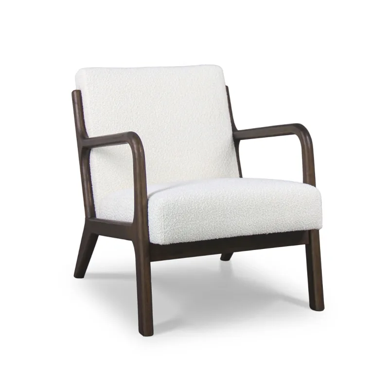 Borgia - Sillón de madera maciza de Parawood y tela bouclè antimanchas