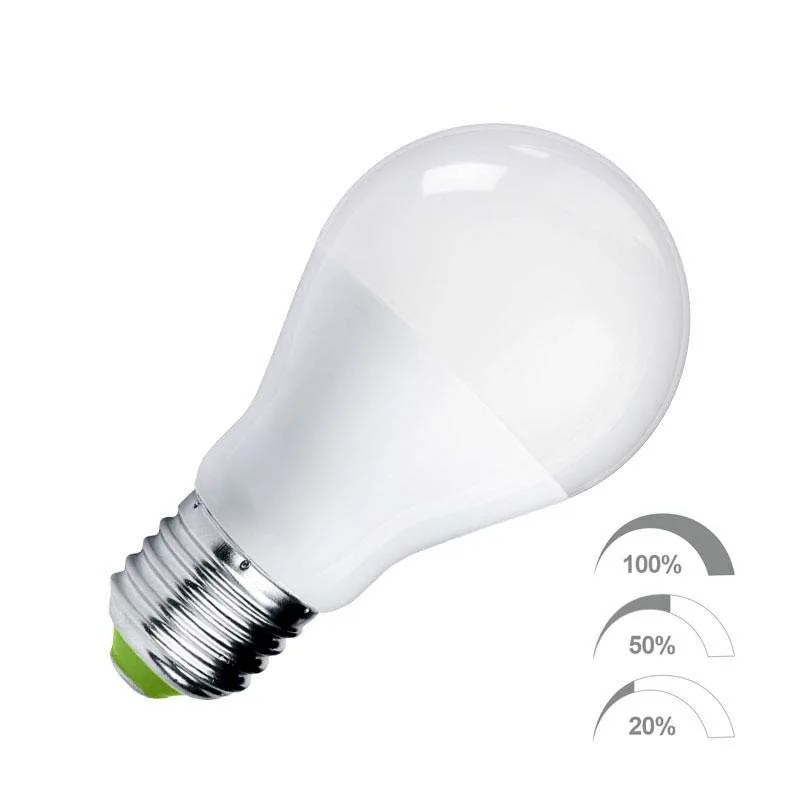 Bombilla led e27 240º 9w regulable 100-50-20% blanco frío