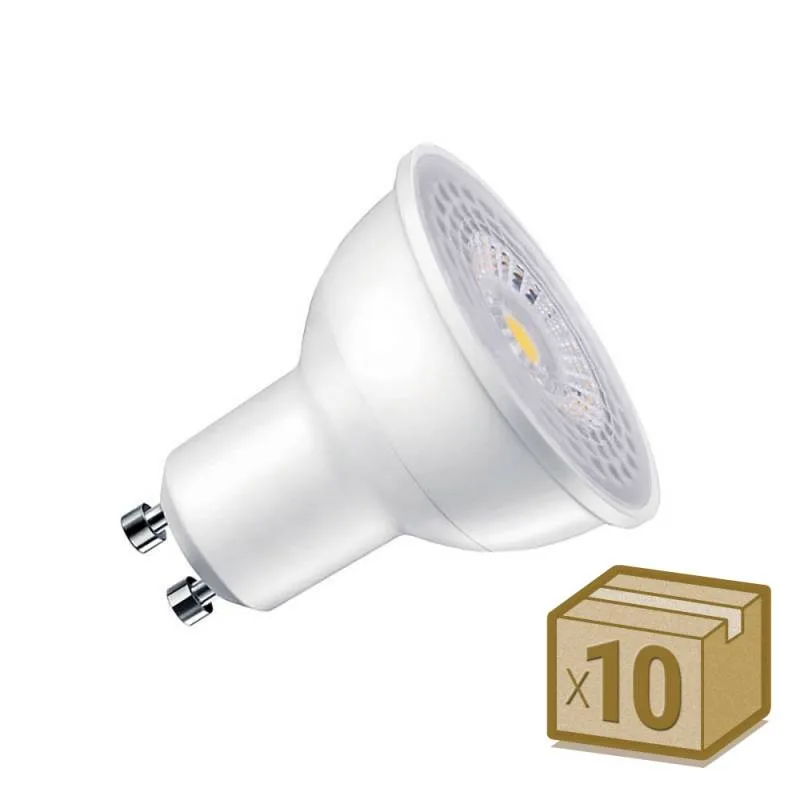 Pack 10 x bombilla led gu10 100º 7w blanco frío