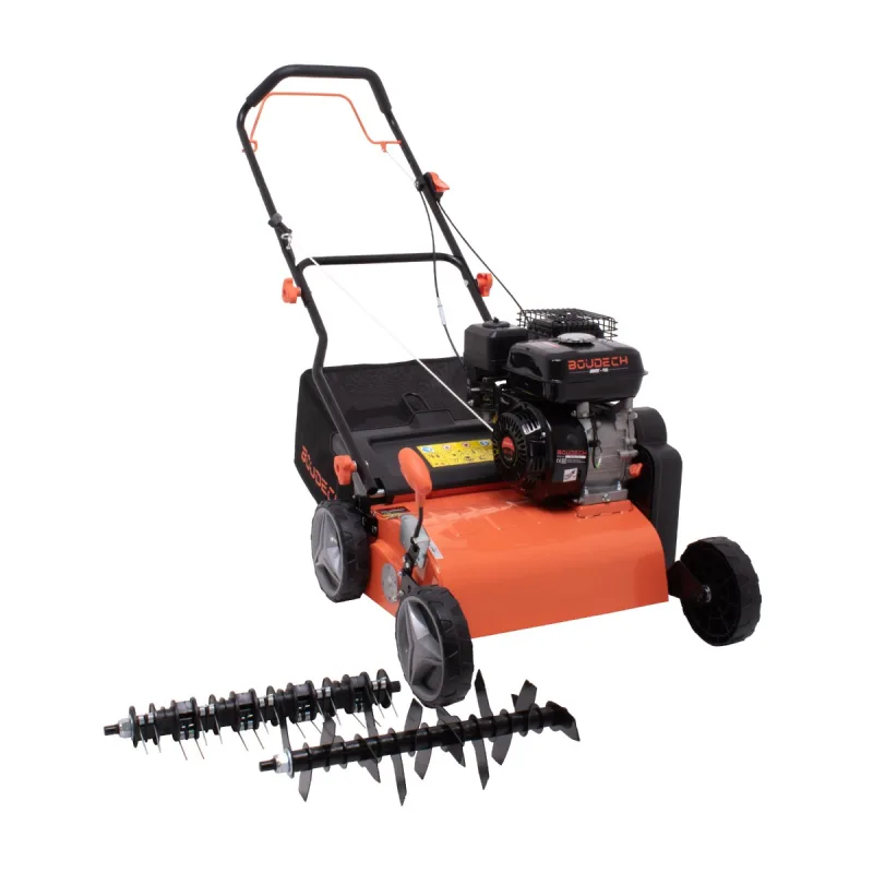 Arias 196 - Aireador de Césped a Gasolina Multiusos 2 en 1 196cc 4CV con Cuchillas y Garras Corte 42 cm 6 Niveles de Profundidad