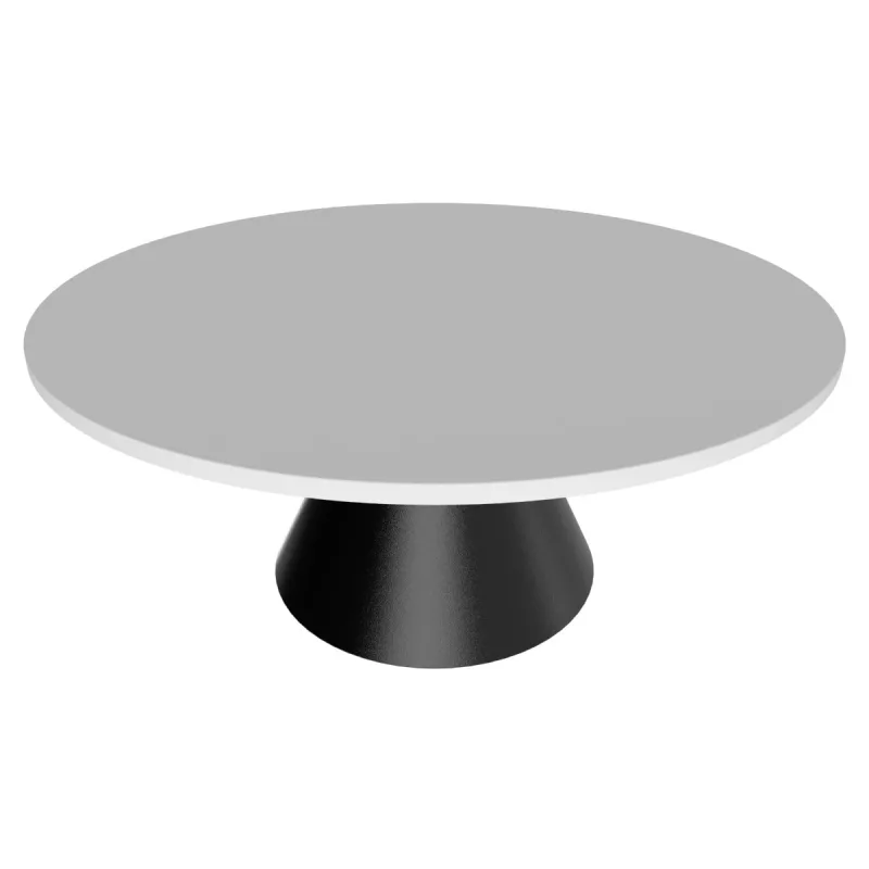 Artù White - Mesa de comedor redonda ⌀ 120 cm de madera laminada con base de cono metálico