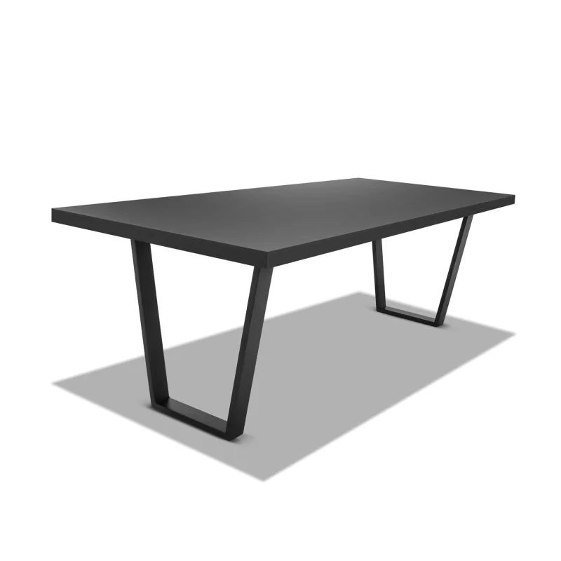 Mesa de comedor de madera y metal - patas negras trapezoidales - 220x100 cm