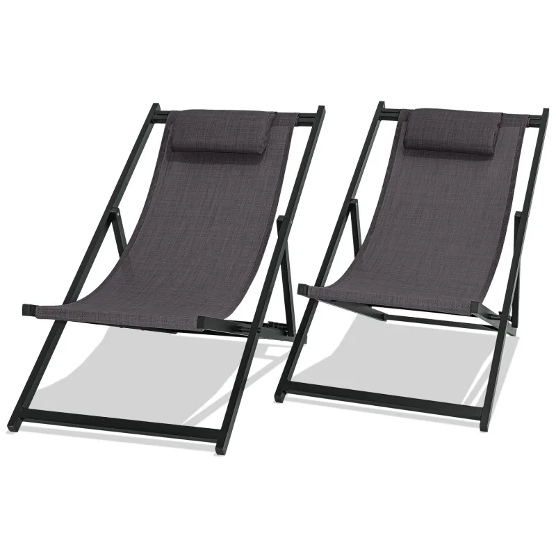 Mezzaluna - Juego de 2 tumbonas de aluminio y textileno