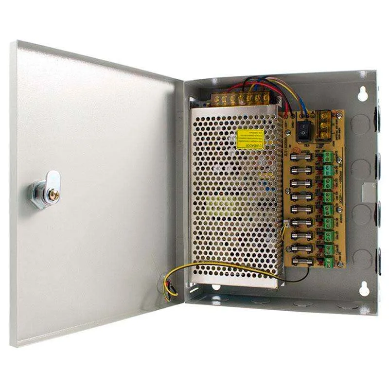 Fuente de alimentación dc12v/180w/15a box 9 puertos