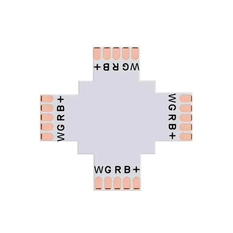 Conector x para tiras rgbw 5 pin - 12mm