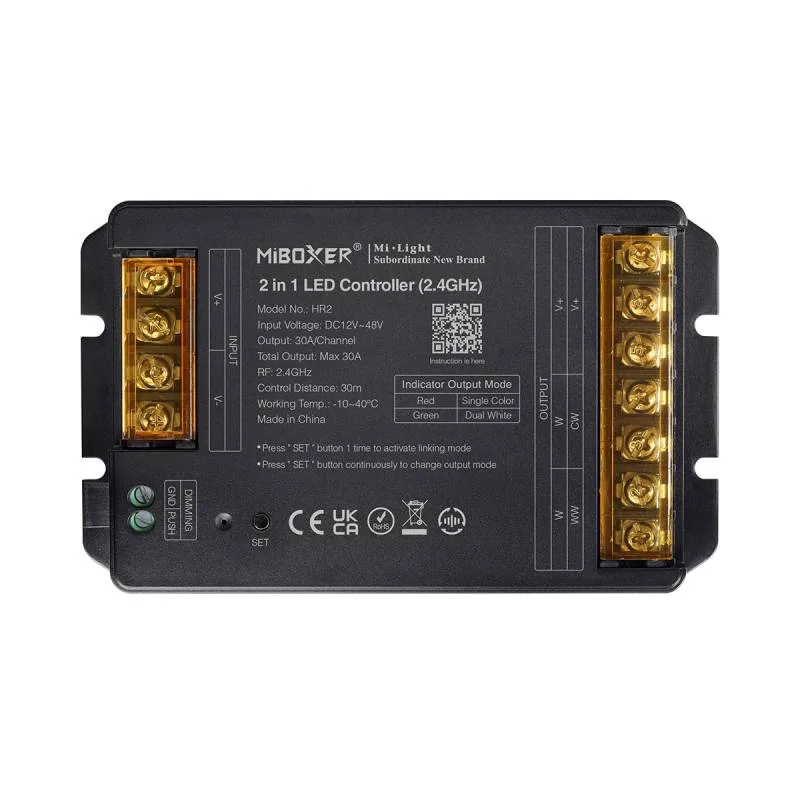 Controlador 2.4g rf dc12-48v 30a 2 en 1 monocolor + cct