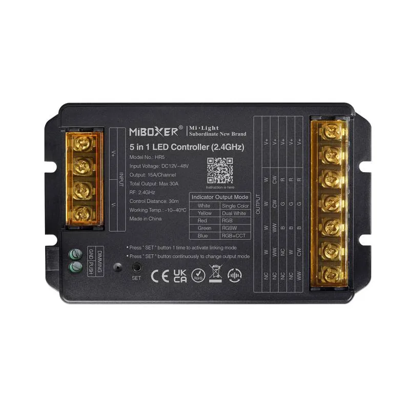 Controlador 2.4g rf dc12-48v 30a 5 en 1 (mono cct rgb rgbw rgb+cct)