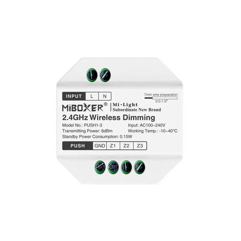 Pulsador inalámbrico rf 220v 3 zonas monocolor