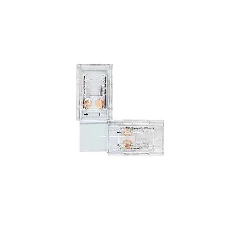 Conector l transparente para unión de tiras led cob + smd - 10mm