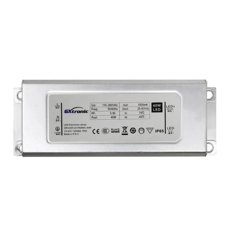 Led driver gxtronic dc23-43v/40w/1000ma ip65