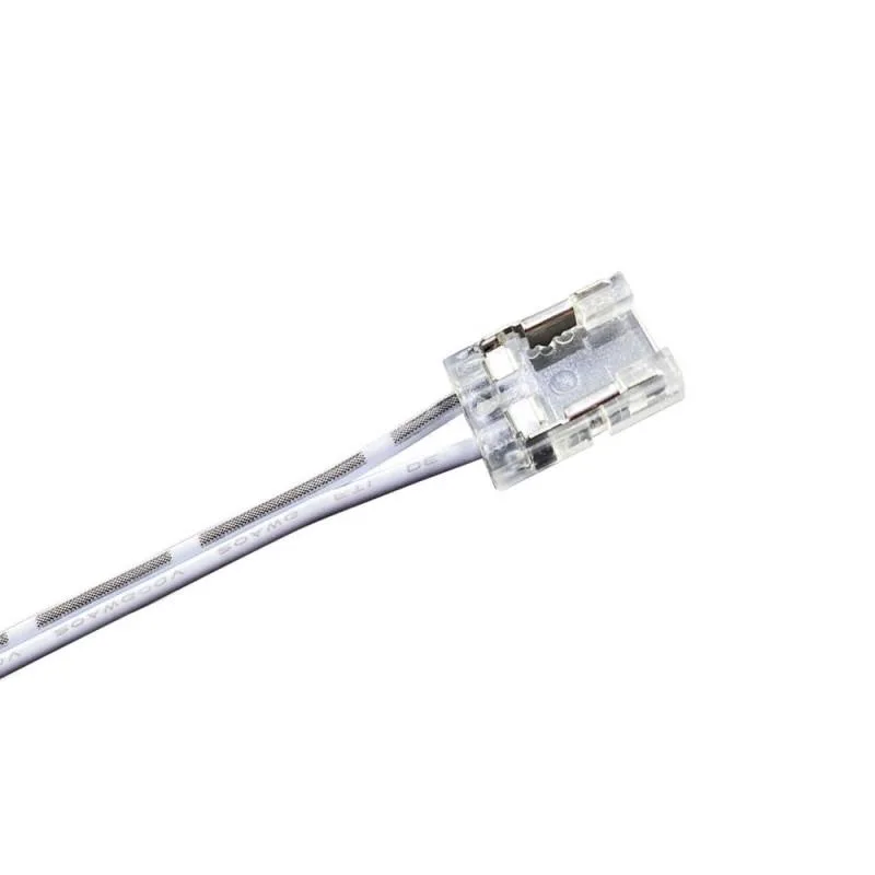 Conector transparente con cable 15cm para tiras led cob + smd - 10mm