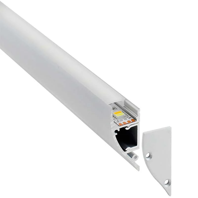 Kit - perfil aluminio wall up para tiras led 2 metros