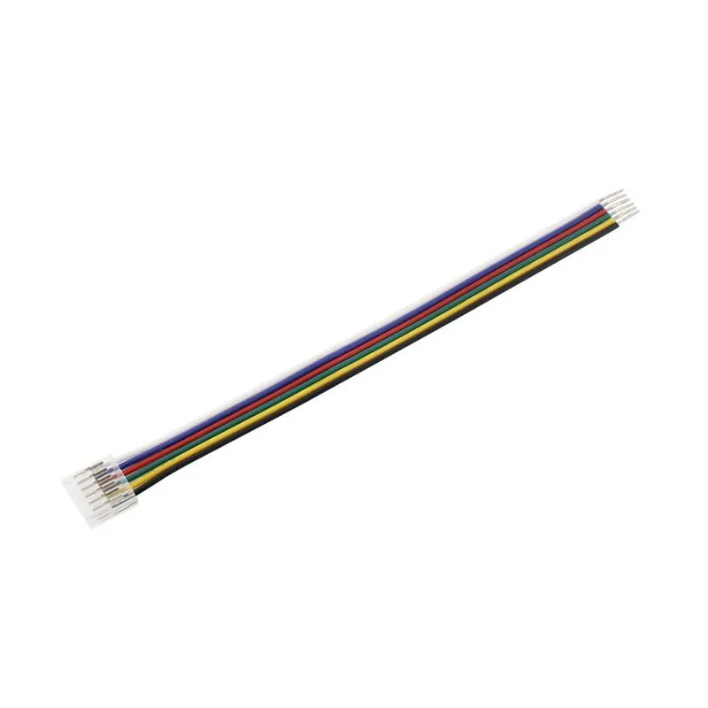 Conector transparente con cable 14cm para tiras led rgb+cct pcb 12mm