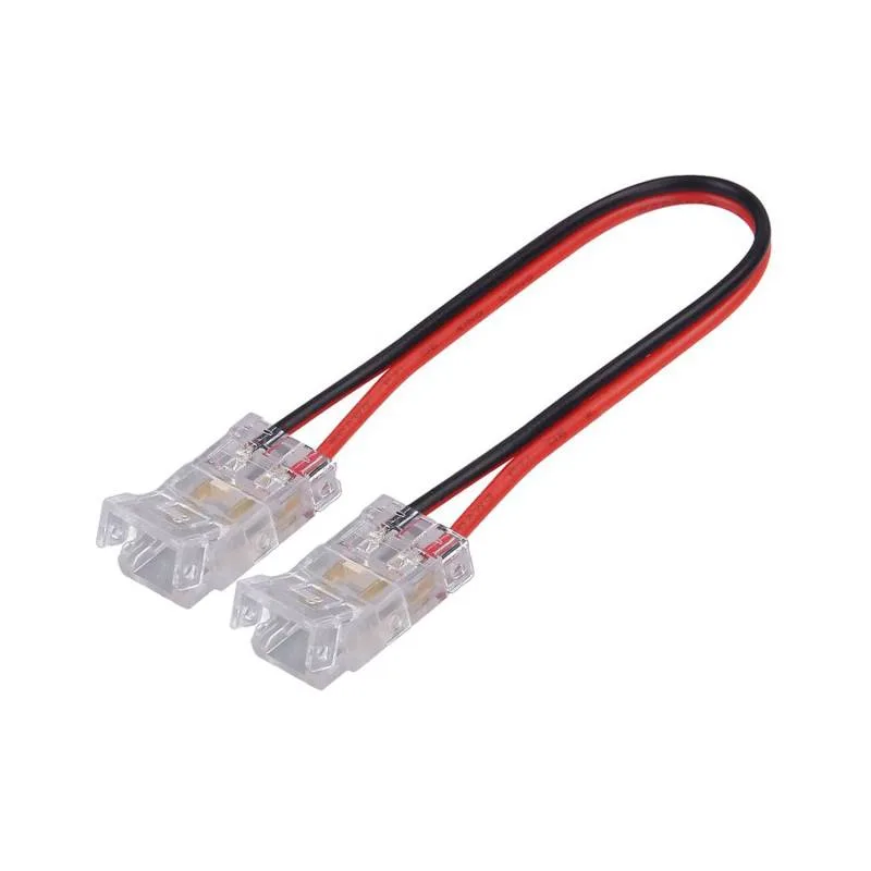 Conector transparente cable 10cm para unión de tiras led cob + smd - 8mm