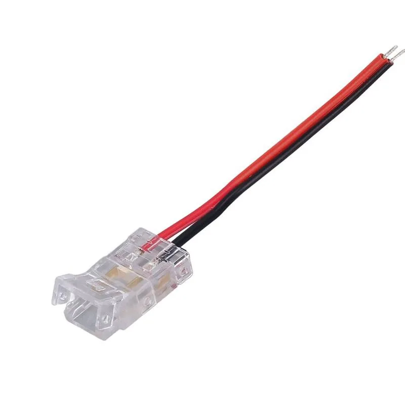 Conector transparente con cable 105cm para tiras led cob + smd - 10mm