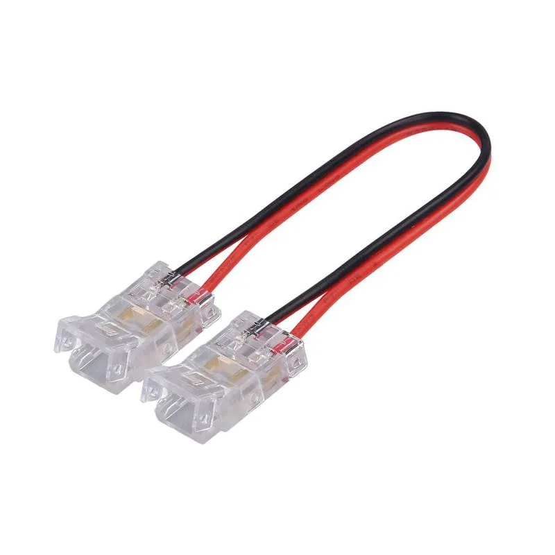 Conector transparente cable 10cm para unión de tiras led cob + smd - 10mm