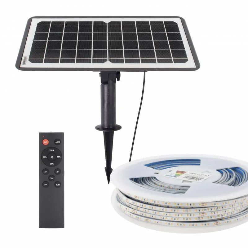 Kit solar de tira led 3.2v-12ah 180º ip65 20 metros blanco frío