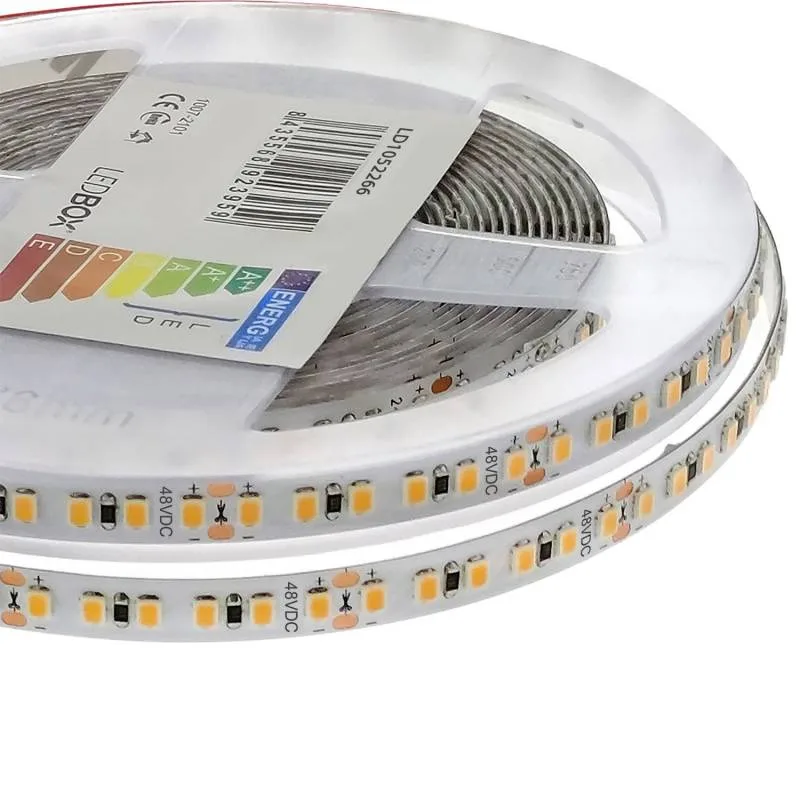 Tira led monocolor smd2835 dc48v 10 metros (240led/m) corte 25mm 200w ip20 blanco cálido