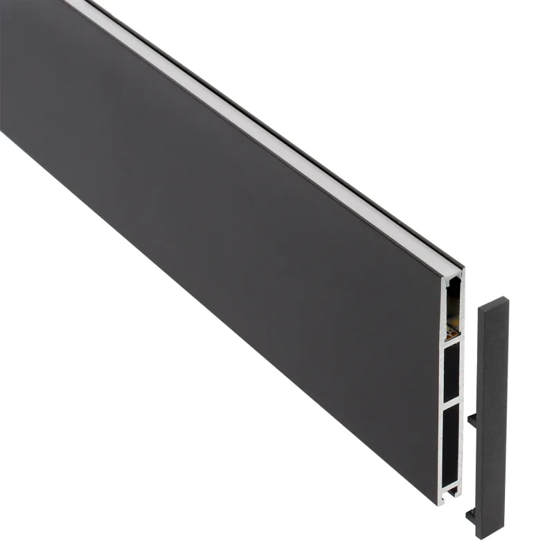 Perfil aluminio phanter s3 para tiras led 1 metro negro