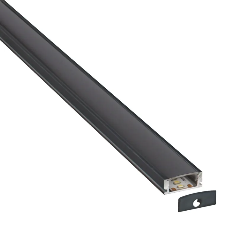 Kit - perfil aluminio lox para tiras led 2 metros negro