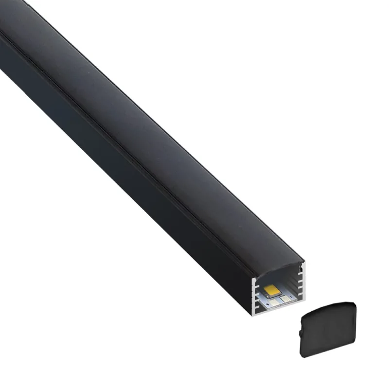 Kit - perfil aluminio dira para tiras led 1 metro negro