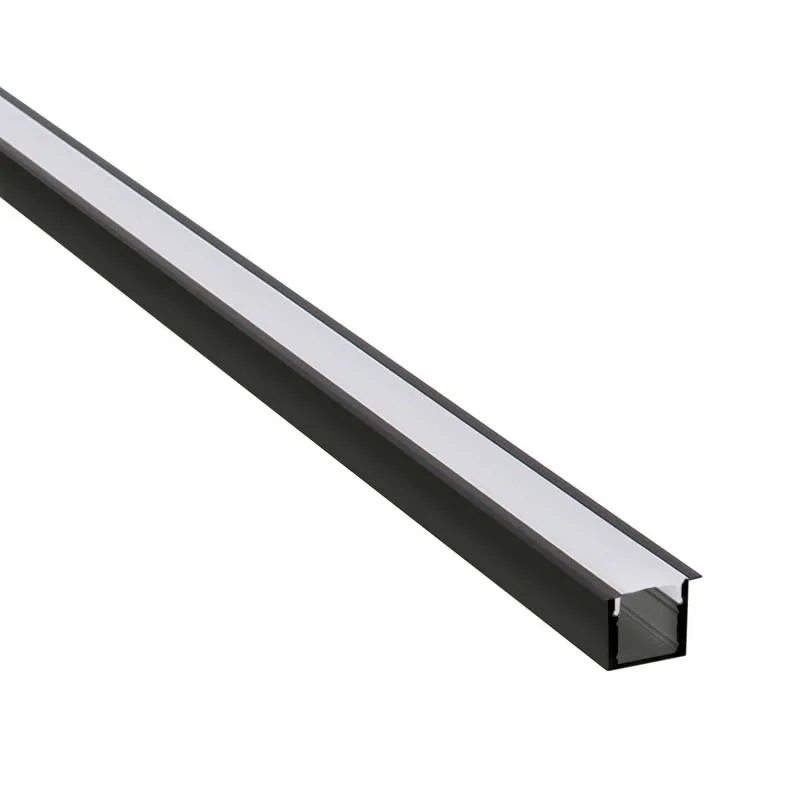 Kit - perfil aluminio ekub 1010 para tiras led 1 metro negro