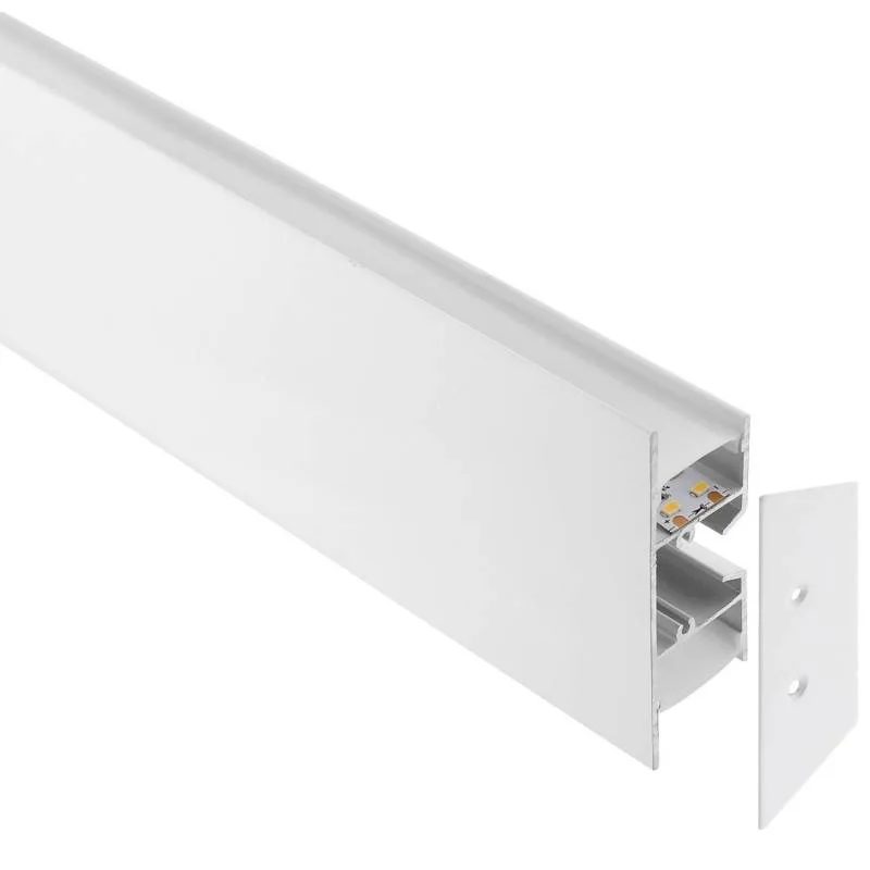 Kit - perfil aluminio wall 75mm para tiras led 2 metros blanco