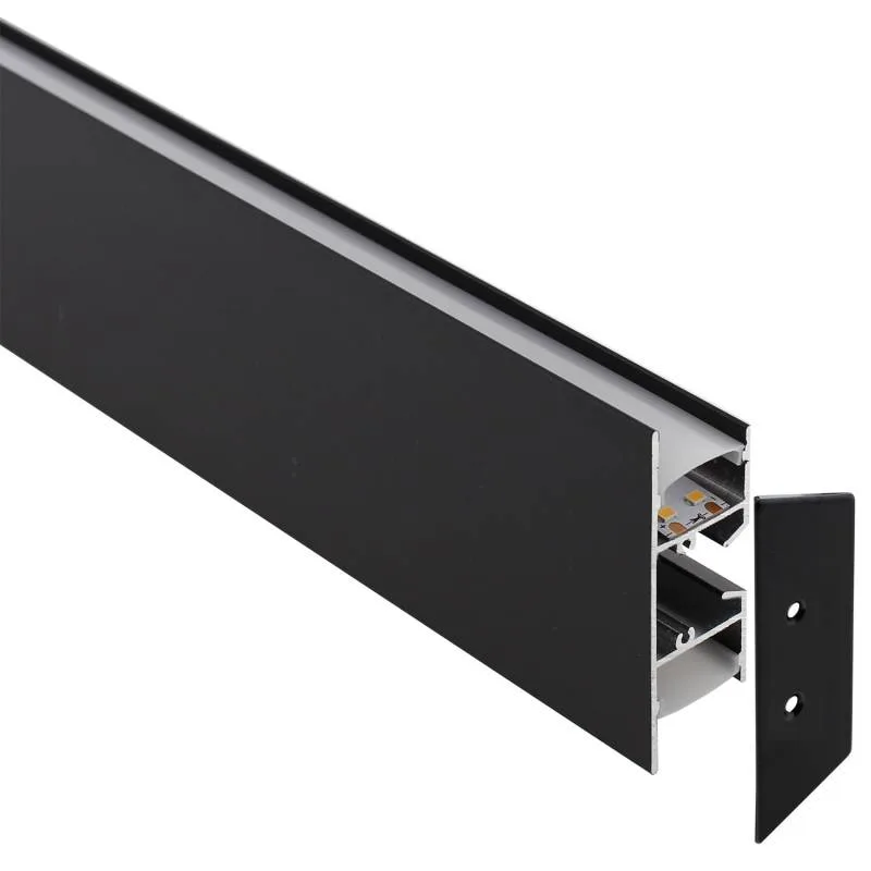 Kit - perfil aluminio wall 75mm para tiras led 1 metro negro