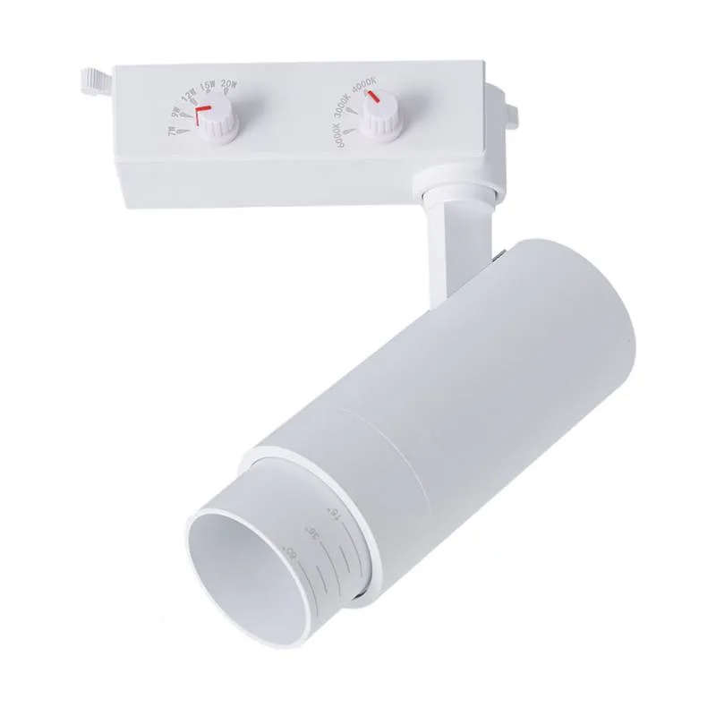 Foco carril monofásico pike rail led 7-9-12-15-20w 3cct 15º-60º blanco 3000-4000-6000k