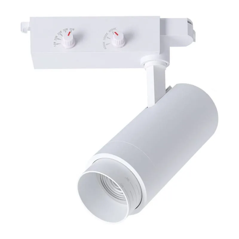 Foco carril monofásico pike rail led 15-20-25-30-35w 3cct 15º-60º blanco 3000-4000-6000k