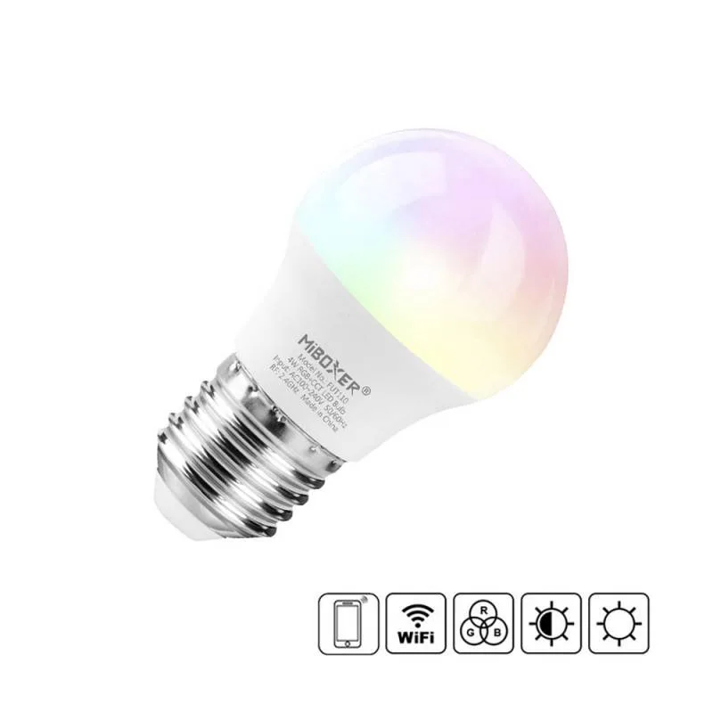 Bombilla mini e27 led 4w rgb+cct (2.4g) rgb + blanco dual