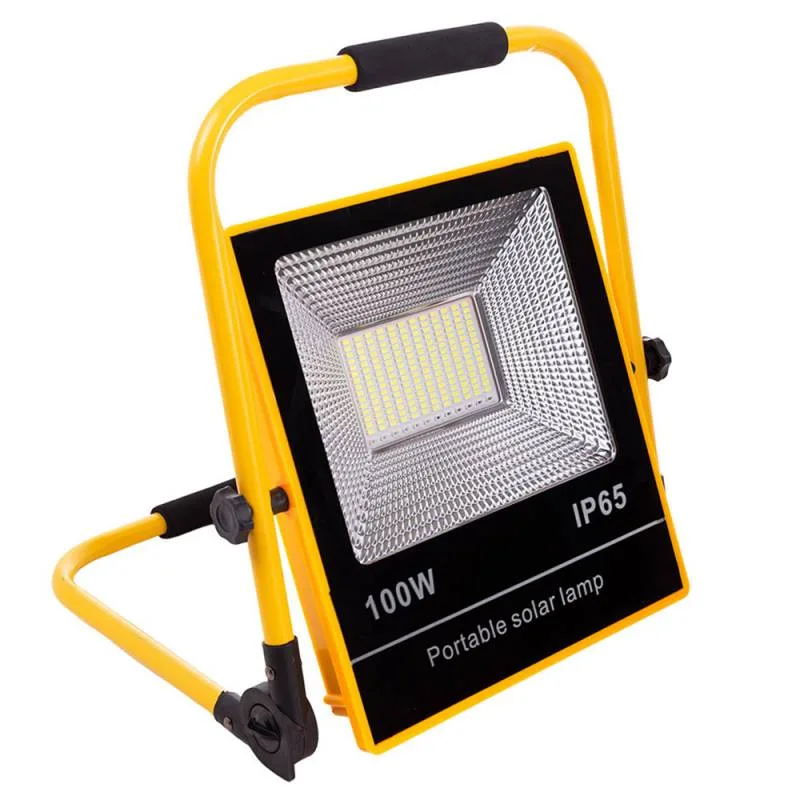 Proyector led 100w solar/con batería recargable + emergencia + power bank blanco frío