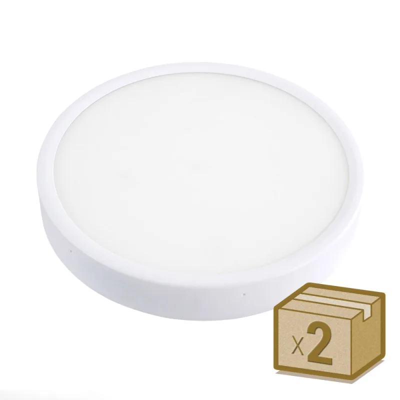 Pack 2 x plafón led frosvik 18w superficie blanco cálido